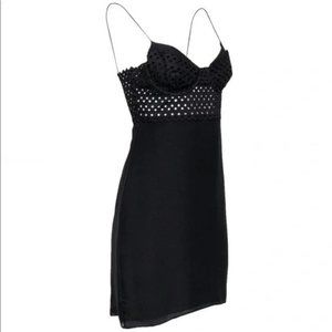 Catherine Malandrino Womens Black Lace Bodice Dress 2 Cutout Bodycon Silk